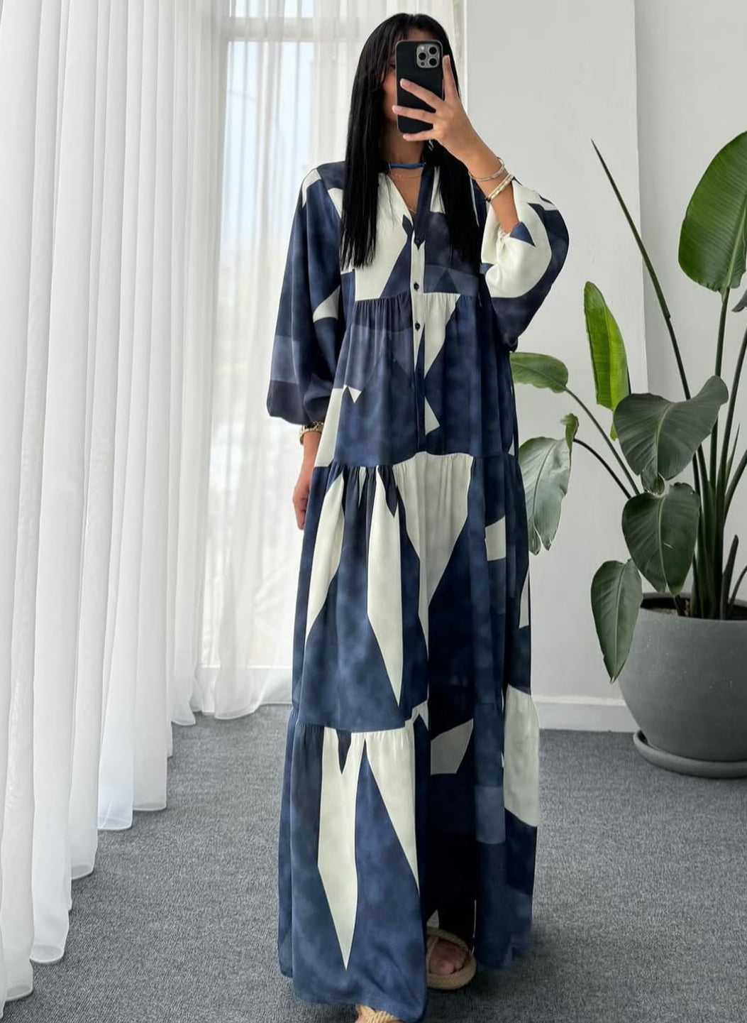 Luftiges Hemdblusenkleid Blau