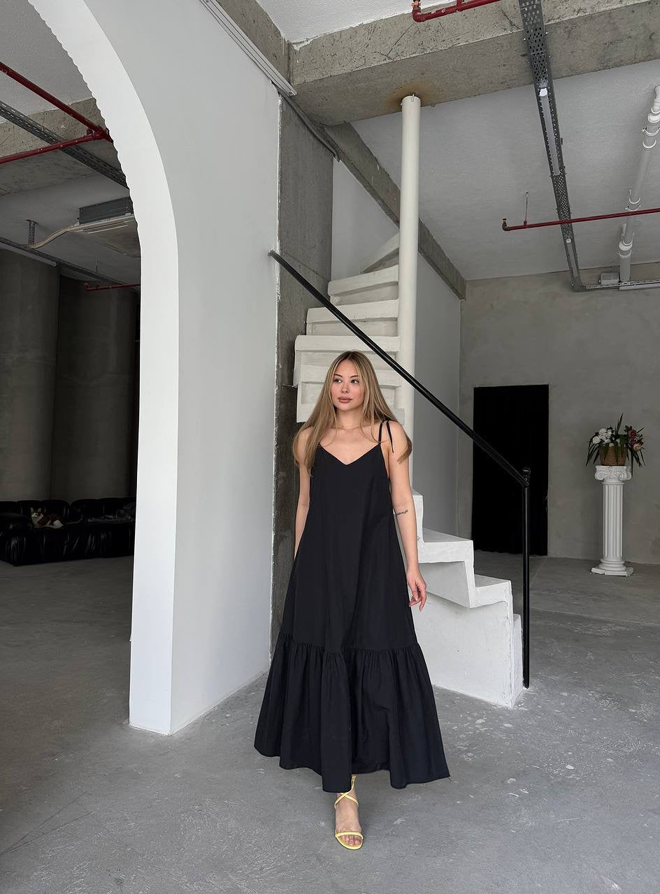 Luftiges Trägerkleid in Schwarz