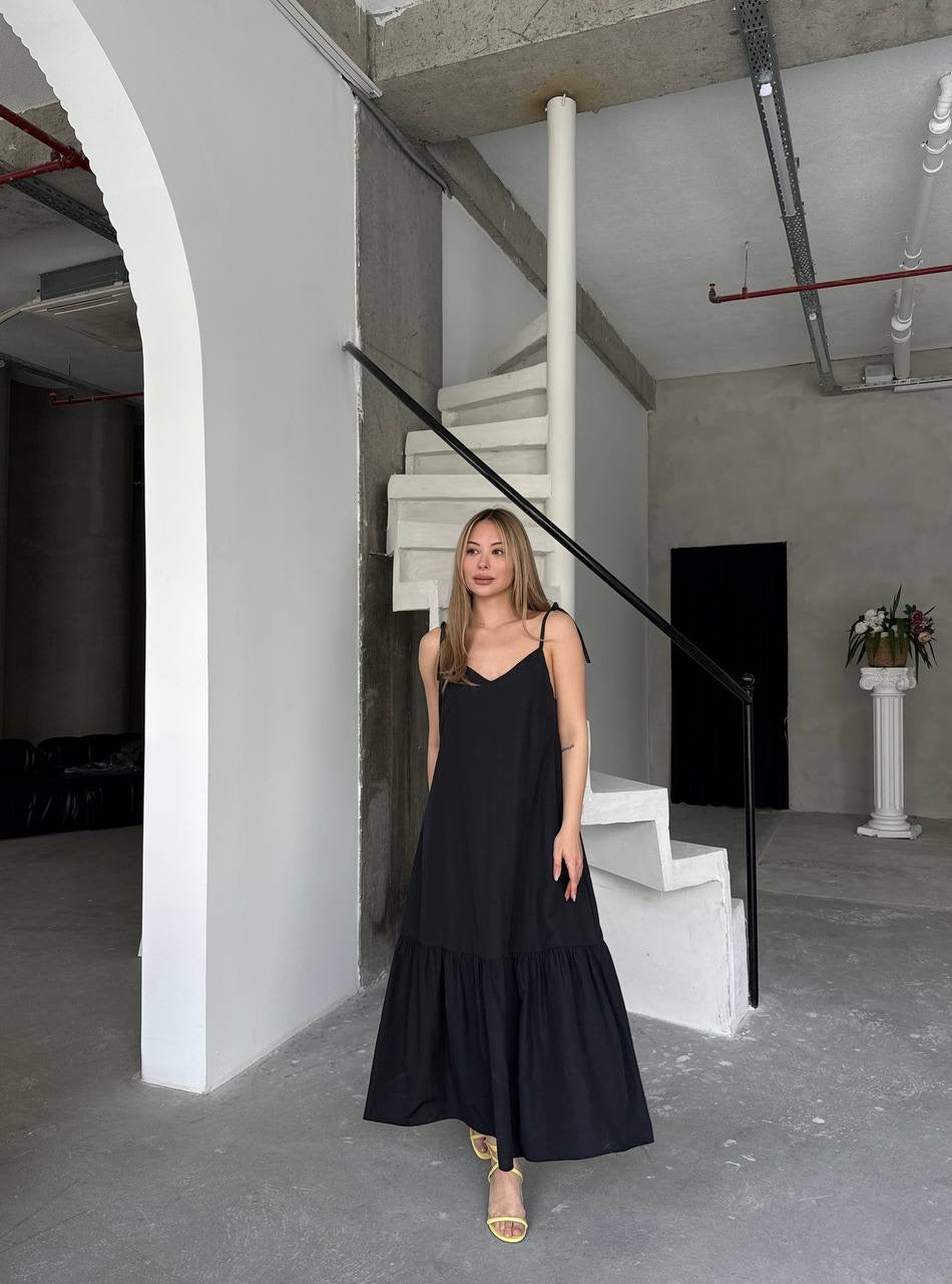 Luftiges Trägerkleid in Schwarz