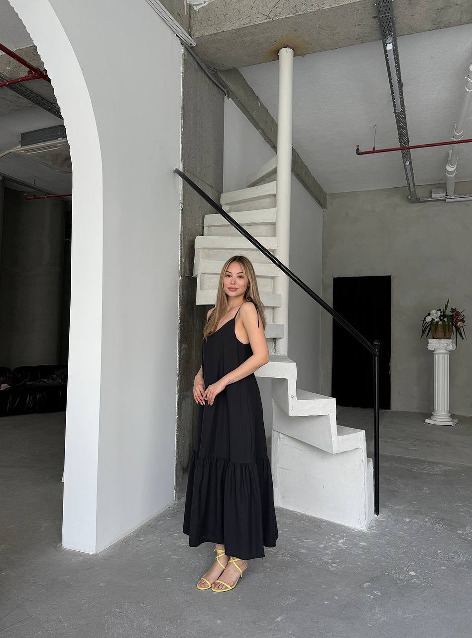 Luftiges Trägerkleid in Schwarz