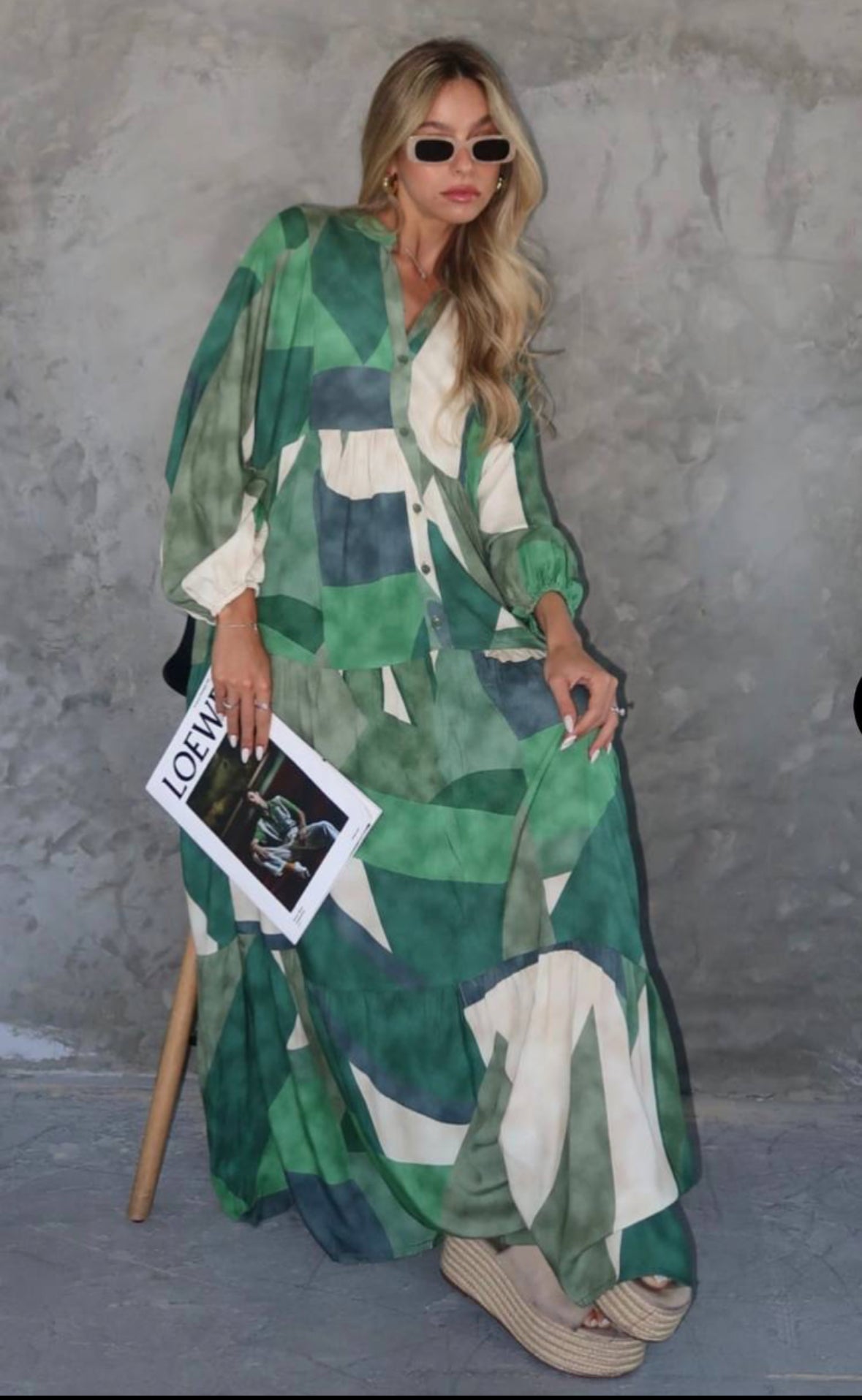 Luftiges Hemdblusenkleid Grün