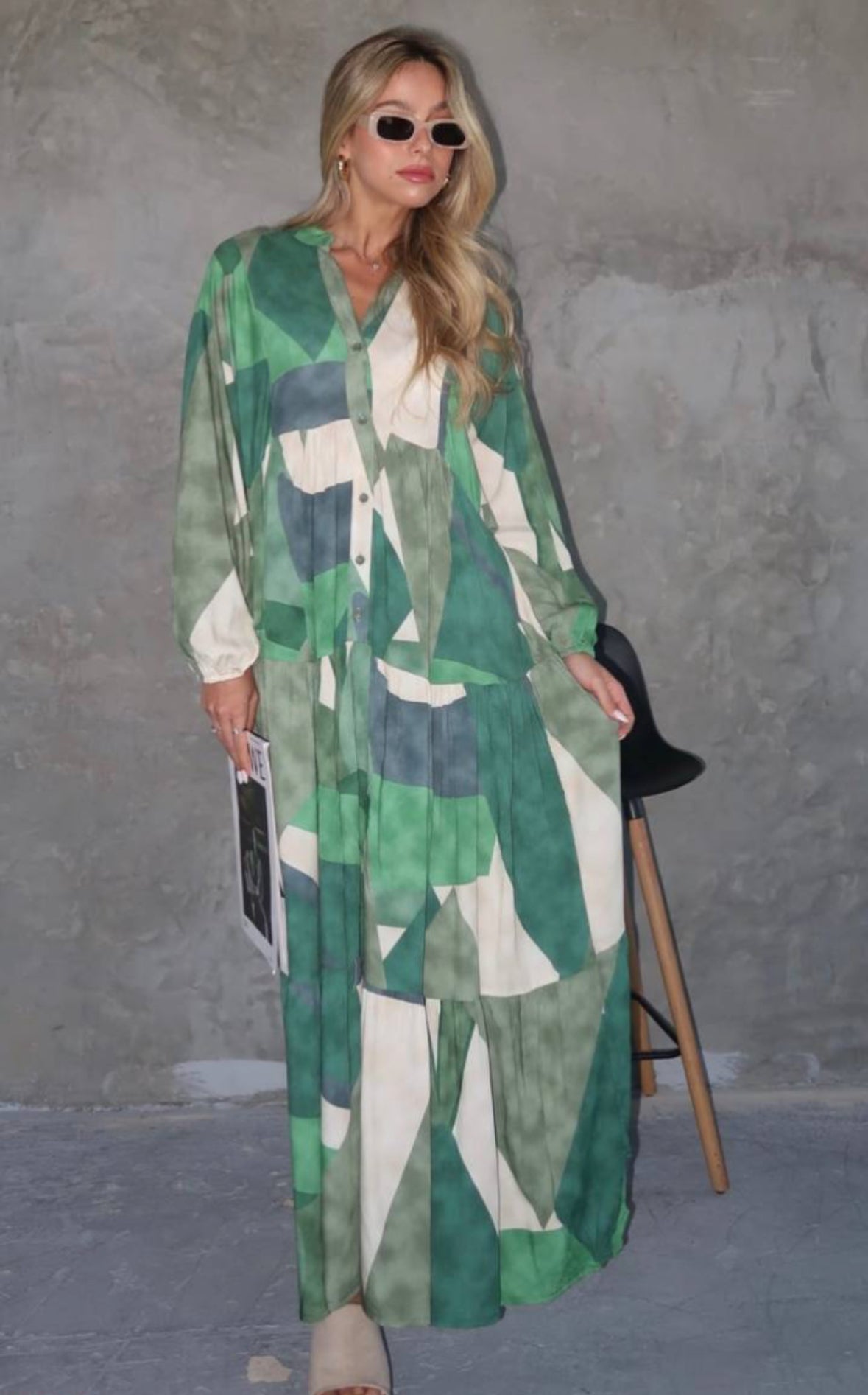 Luftiges Hemdblusenkleid Grün